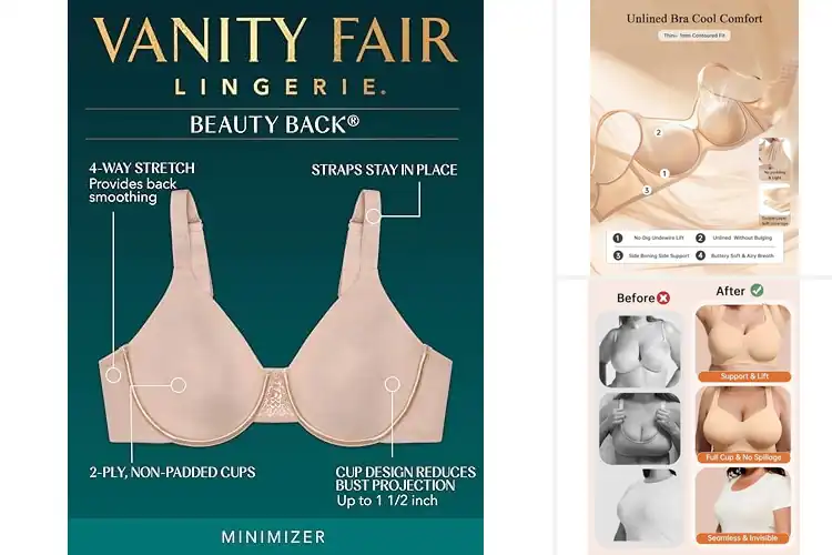 Detailed view of best full coverage minimizing bras for all-day comfort