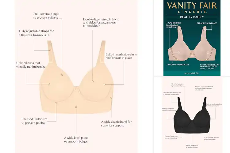 Detailed view of Best Seamless Minimizer Bras With U Shaped Back